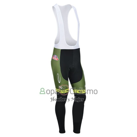 Vini Fantini Ropa Ciclismo Culotte Largo 2013 Hombre Mangas Largas Verde y Negro
